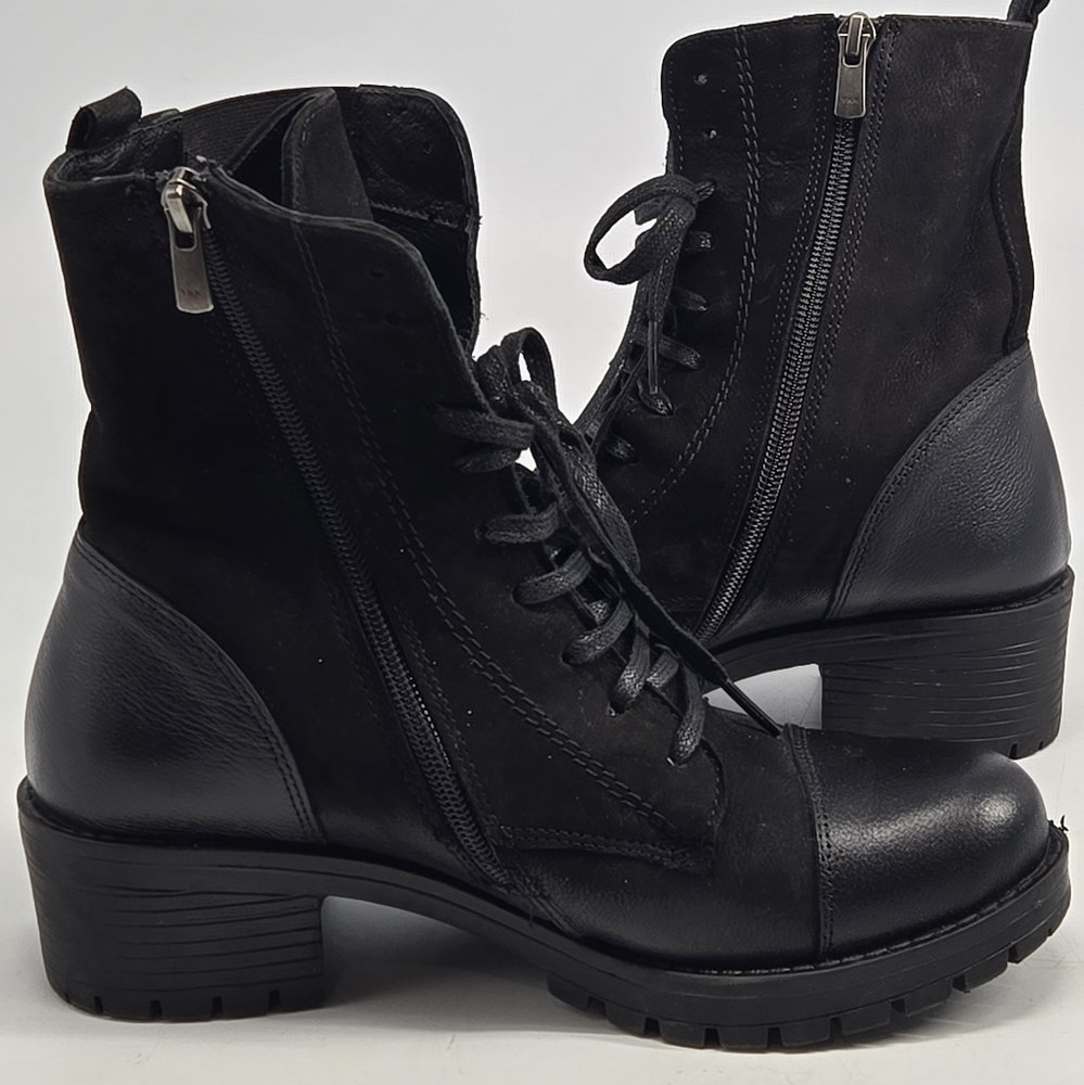 Black Combat Ankle Boots Hand Made Italian EU 38
